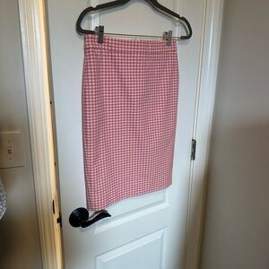 J. Crew Pink Gingham Pencil Skirt